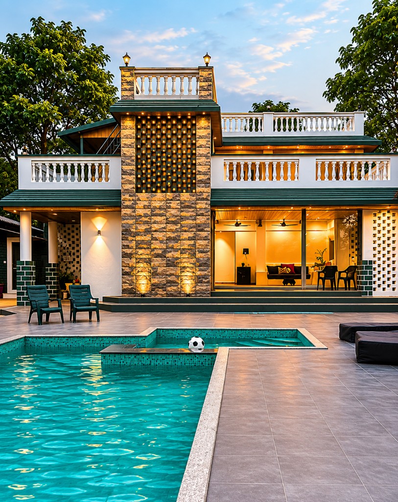 Ariyo Villa Neral â€” luxury villa with private pool at dusk